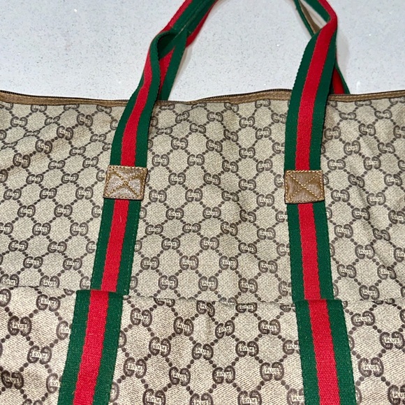 GUCCI GG Plus Supreme Web Sherry Line Tote Bag
Beige Red Green Auth - Picture 7 of 16